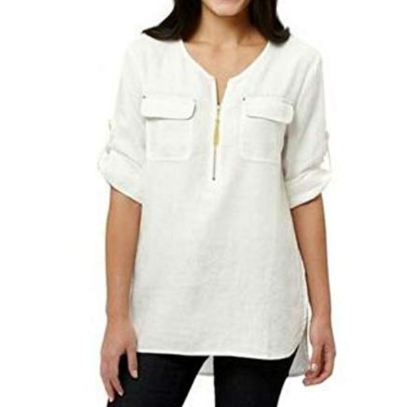Ellen Tracy Tops - Ellen Tracy Roll Tab linen blouse Sz 2X (B-79)
